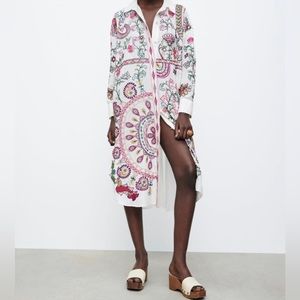 Embroidered long shirt dress